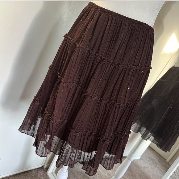 Ninety Dresses & Skirts - Midi tiered chiffon layered skirt with fairy sequins